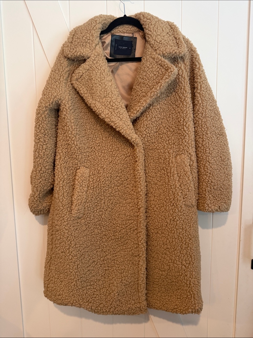 Lucky Brand Teddy Long Coat Women’s Medium Brown Cozy Winter Capsule